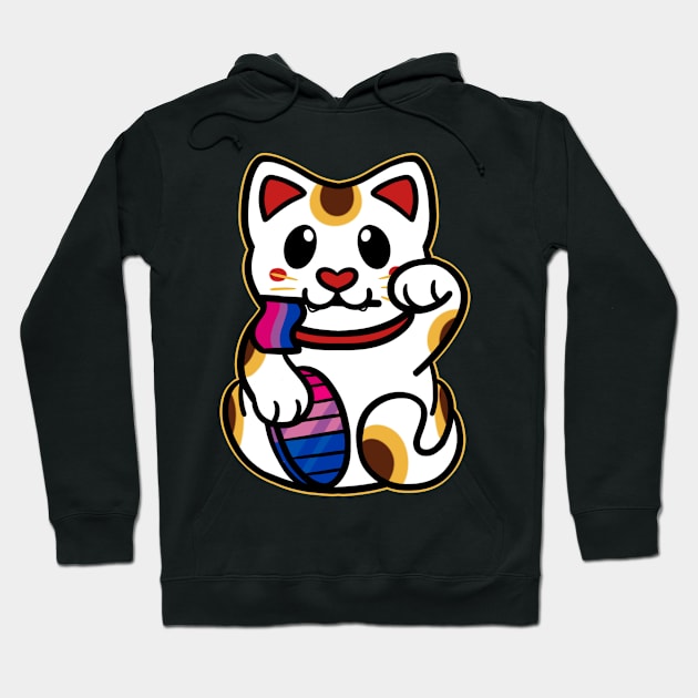 LGBTQ+ Pride Lucky Cat - Bisexual Hoodie by leashonlife